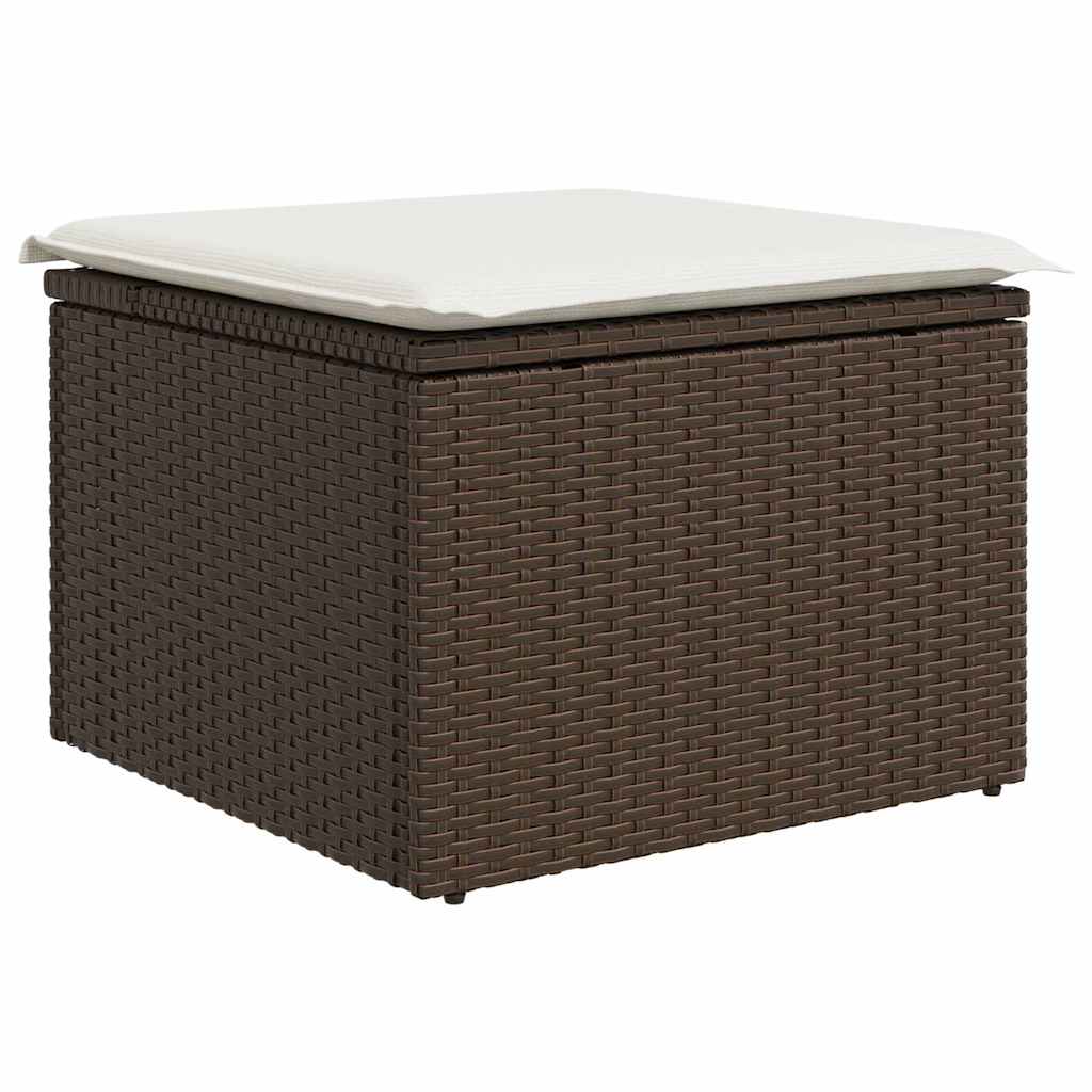 Garten-Sofa-Set mit Speicher 7 pcs Braun Poly Rattan